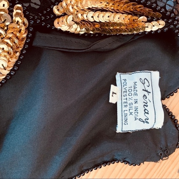 VINTAGE STENAY SEQUIN SIZE LARGE IN GOLD AND BLACK - Picture 7 of 8